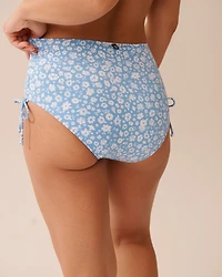 TEAL BLUE Side Tie High Waist Bikini Bottom