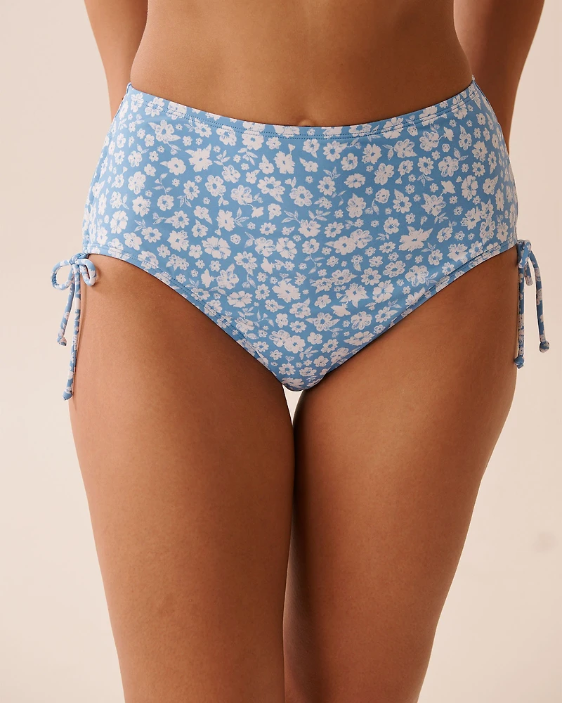 TEAL BLUE Side Tie High Waist Bikini Bottom