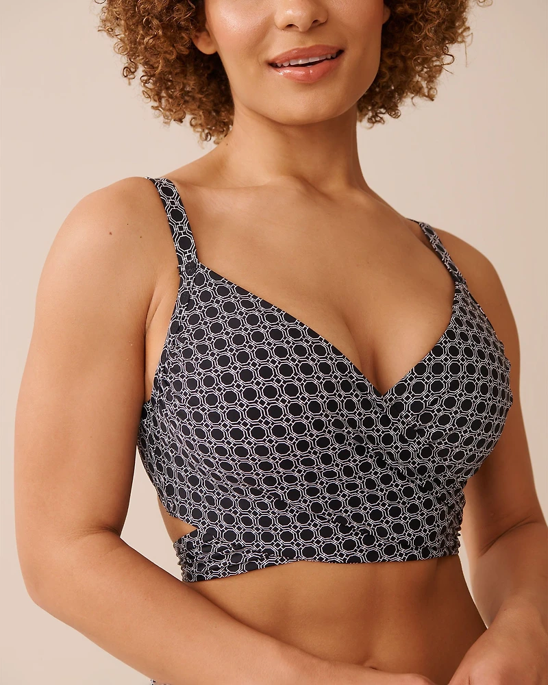 TEAL BLUE D Cup Draped Bikini Top