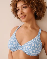 SERENE BLUE D Cup Plunge Bikini Top
