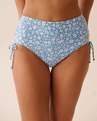 TEAL BLUE Side Tie High Waist Bikini Bottom
