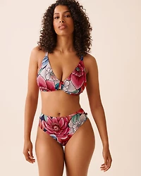 SMOCKED Mid-rise Cheeky Bikini Bottom