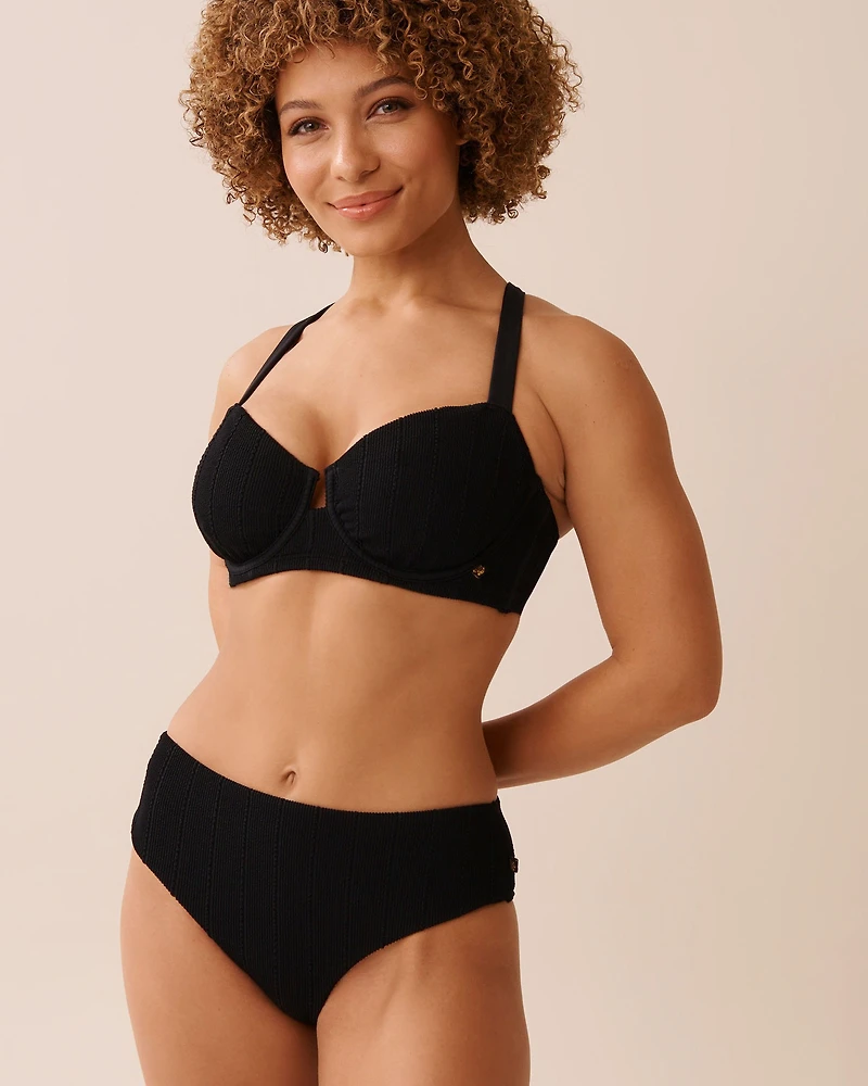 SMOCKED Mid-rise Cheeky Bikini Bottom