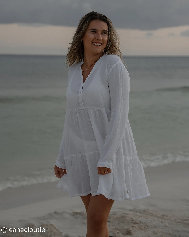 Long Sleeve Tiered Gauze Dress