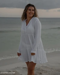 Long Sleeve Tiered Gauze Dress