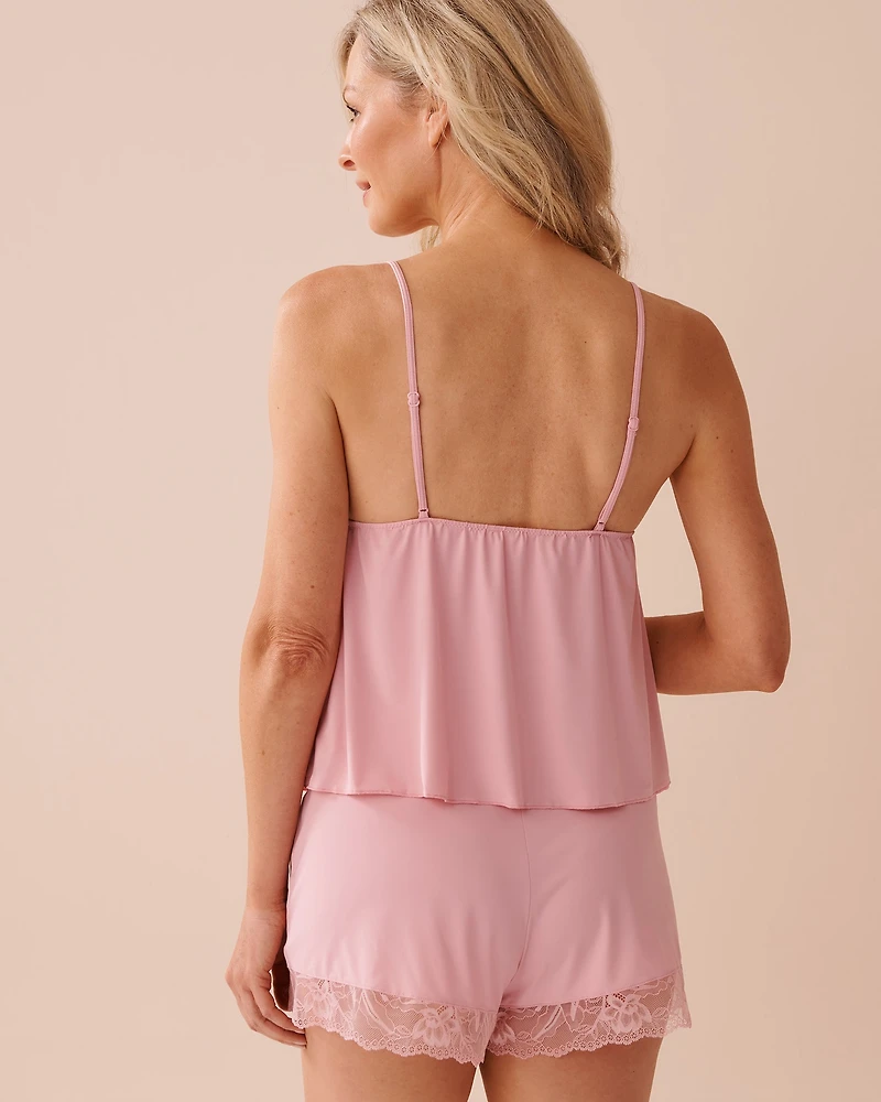Camisole en microfibre avec insertions de dentelle