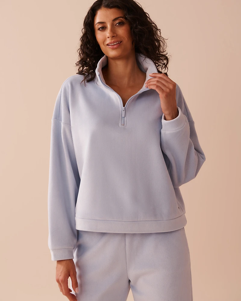 Chandail demi-zip épais en tissu côtel