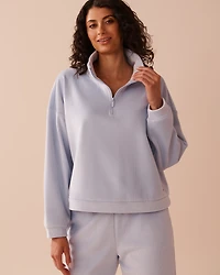 Chandail demi-zip épais en tissu côtel