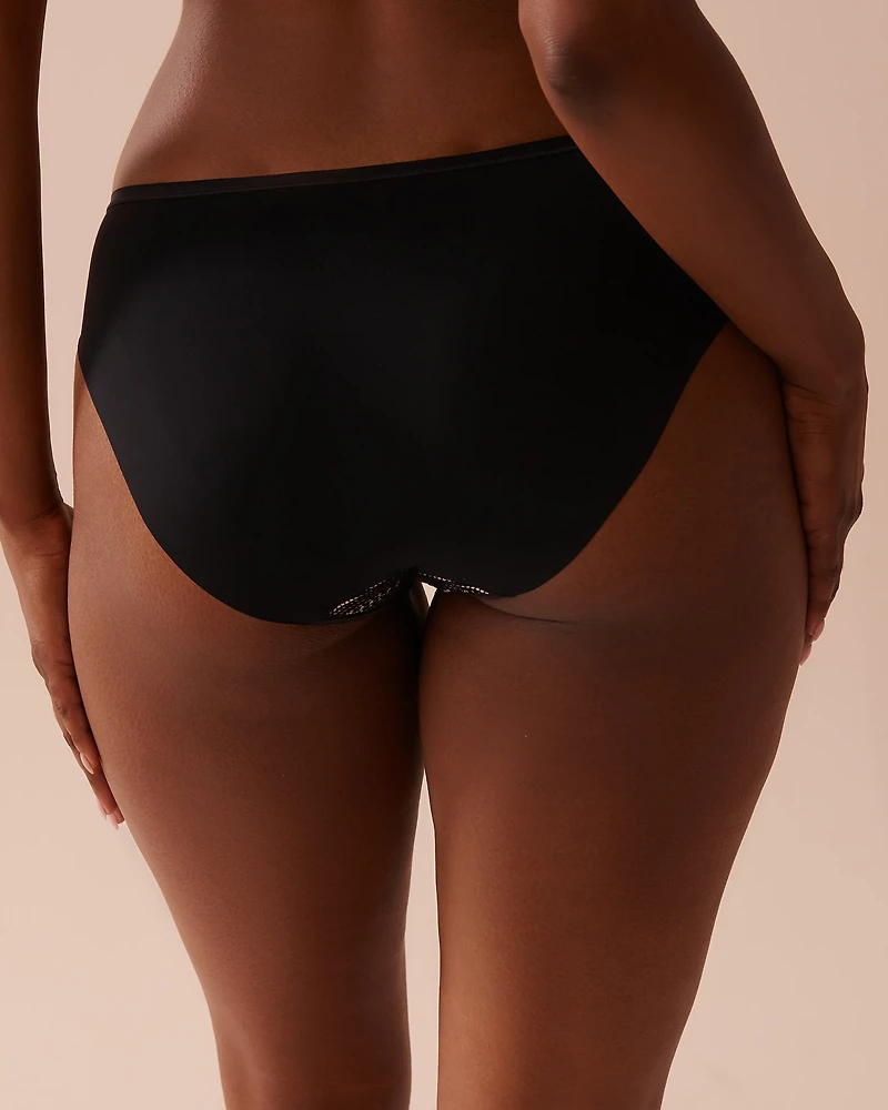 Culotte bikini microfibre et dentelle dos lisse