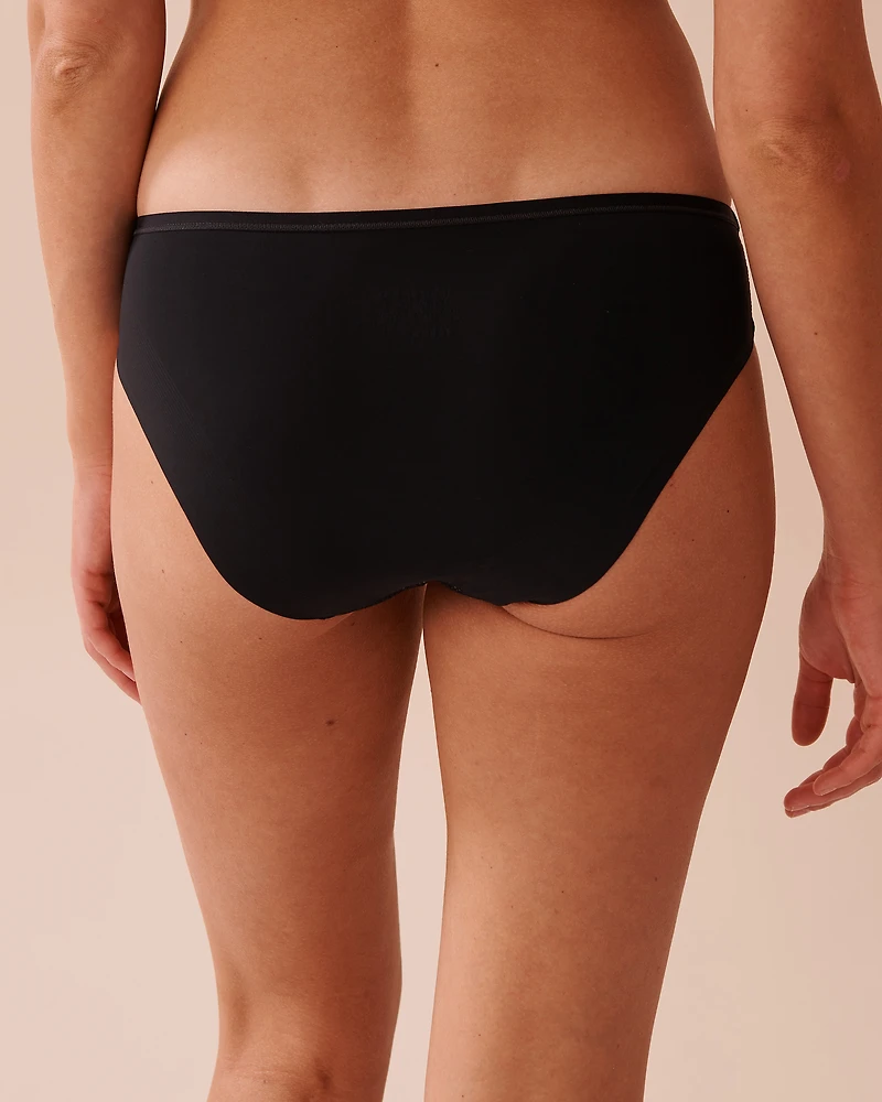 Culotte bikini microfibre et dentelle dos lisse