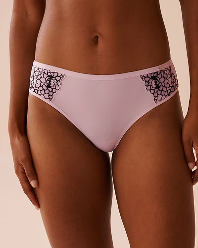 Microfiber and Lace Sleek Back Bikini Panty