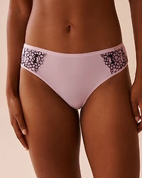 Microfiber and Lace Sleek Back Bikini Panty