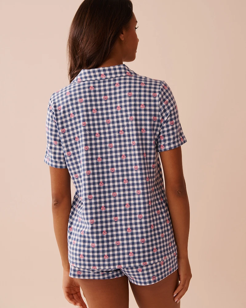 Gingham Print Recycled Fibers Button-down Shirt