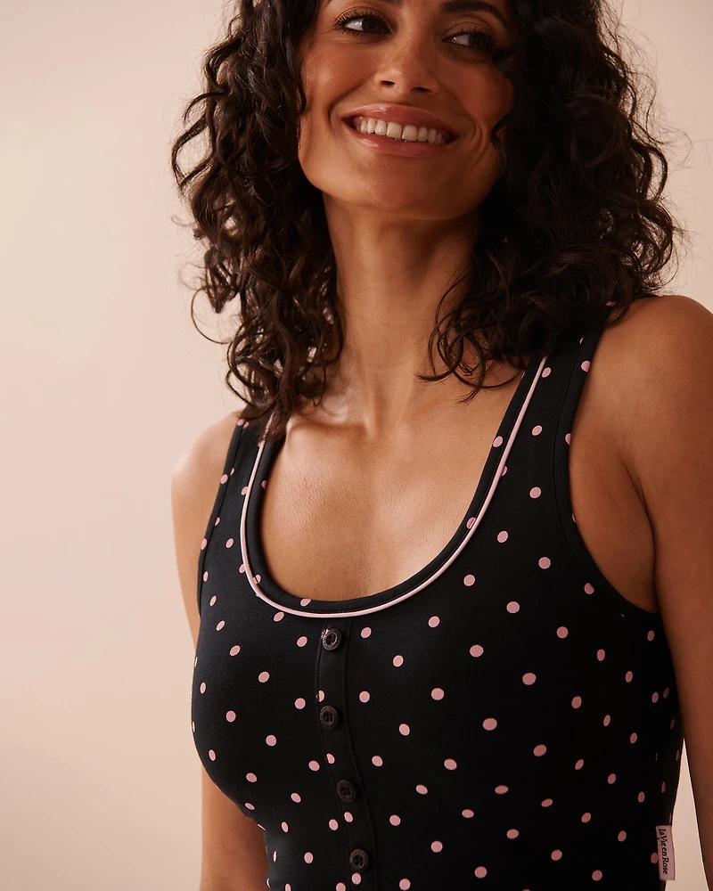 Camisole courte à soutien intégré en coton avec boutons