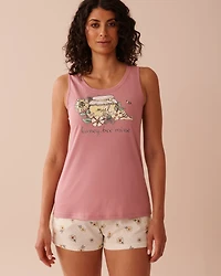 Bee Print Cotton Scoop Neck Cami