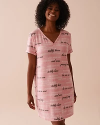 Chemise de nuit en fibres recyclées motif Vichy