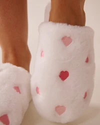 Faux Wool Embroidered Slippers