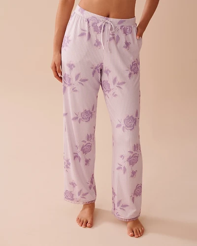 Pantalon de pyjama ultra doux imprimé rose lilas