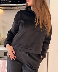 Heavy Ribbed Half-zip Sweatshirt