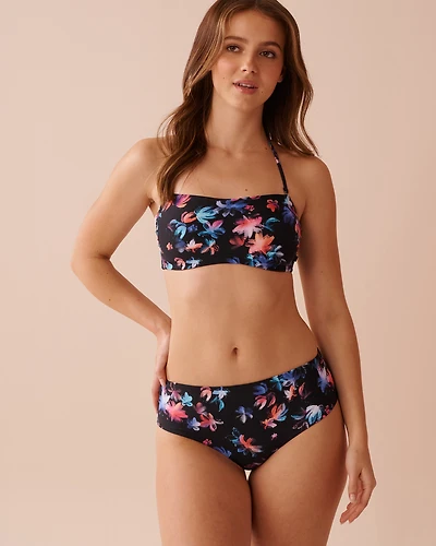 CORAL CRUSH Textured Bandeau Bikini Top