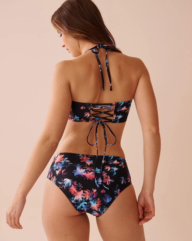 CORAL CRUSH Textured Bandeau Bikini Top