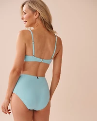 SOLID Recycled Fibers Ribbed Plunge Bikini Top