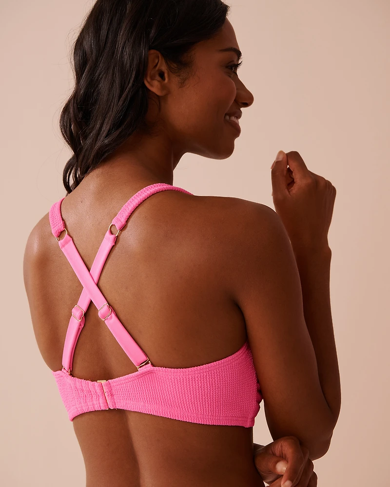 Haut de bikini bralette bonnet D texturé CORAL CRUSH
