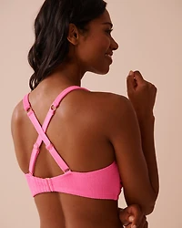 Haut de bikini bralette bonnet D texturé CORAL CRUSH