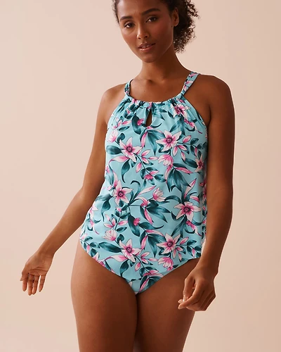 DEEP TEAL D Cup High Neck Tankini Top