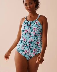 DEEP TEAL D Cup High Neck Tankini Top