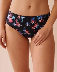 PINK POP Textured Mid Waist Brazilian Bikini Bottom