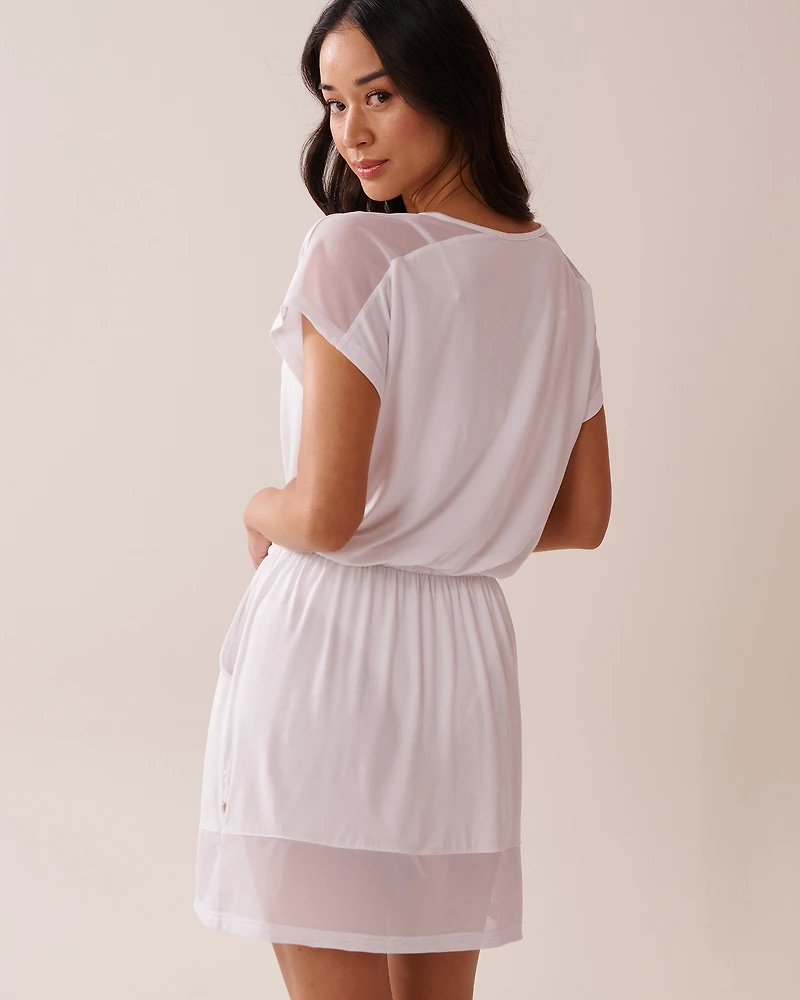 Recycled Fibers Short Sleeve Dress with Mesh Inserts