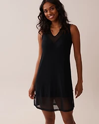 Recycled Fibers Short Sleeveless Dress with Mesh Inserts