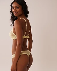 Front Closure Lace and Mesh Ruffled Bralette