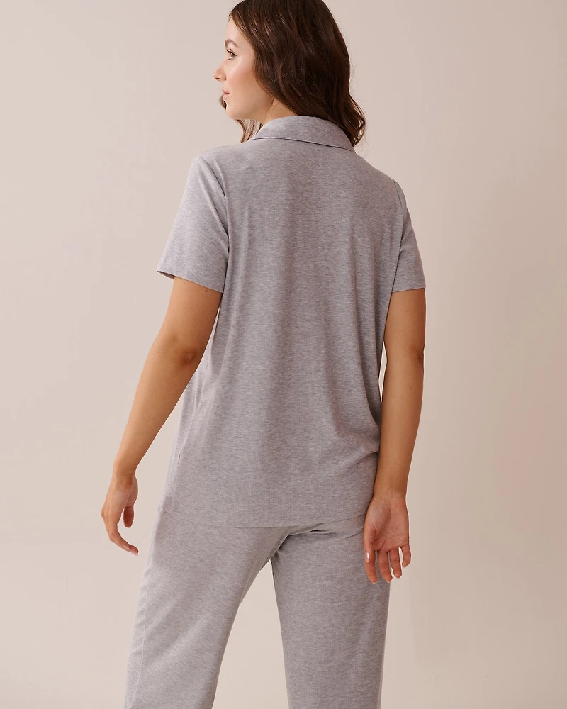 Ribbed Modal Button-down Shirt