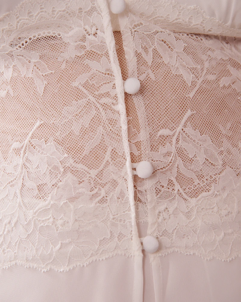 Chiffon and Lace Open Front Nightie