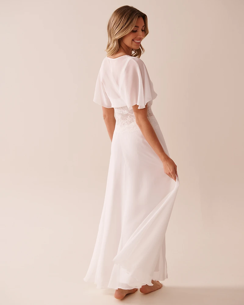 Chiffon and Lace Open Front Nightie