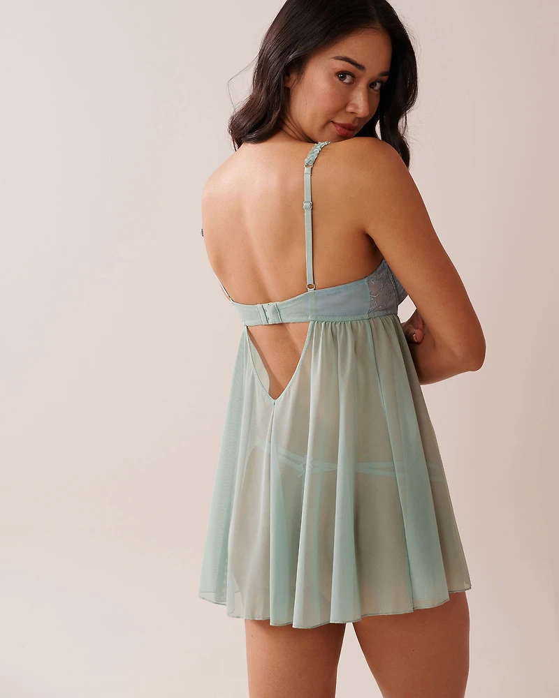 Embroidered Mesh Balconette Babydoll