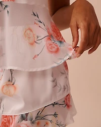 Camisole en satin et chiffon bouquet romantique