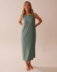 Pleated Effect Long Sleeveless Dress