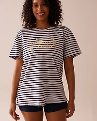 T-shirt en coton rayures et imprimé citron