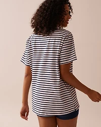 T-shirt en coton rayures et imprimé citron