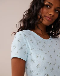 Strawberry Print Lettuce Edge Pointelle T-shirt