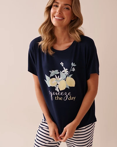 T-shirt ample ultra doux imprimé citron