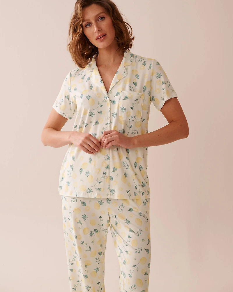Lemon Print Super Soft Button-down Shirt