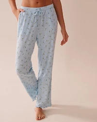Strawberry Print Lettuce Edge Pointelle Pajama Pants
