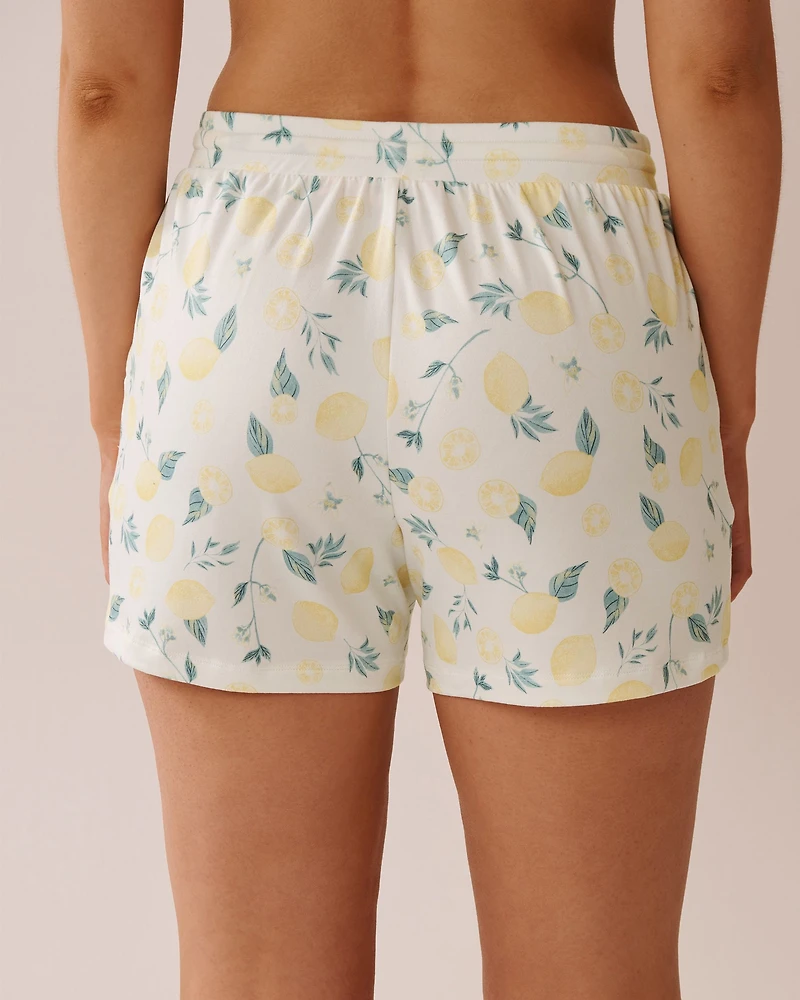 Lemon Print Super Soft Bermuda Pajama Shorts