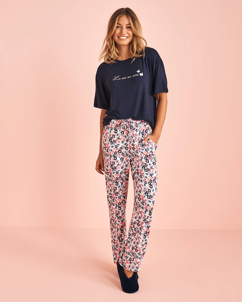 Butterfly Print Soft Jersey Pajama Pants