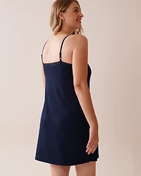 Nuisette jersey côtelé à soutien intégré et bordure de dentelle