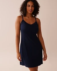 Nuisette jersey côtelé à soutien intégré et bordure de dentelle
